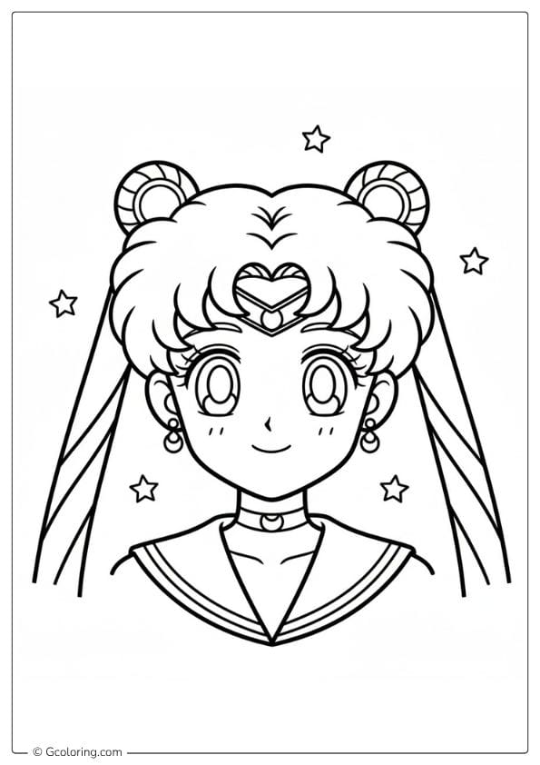 Sailor Moon Coloring Pages Face Portrait