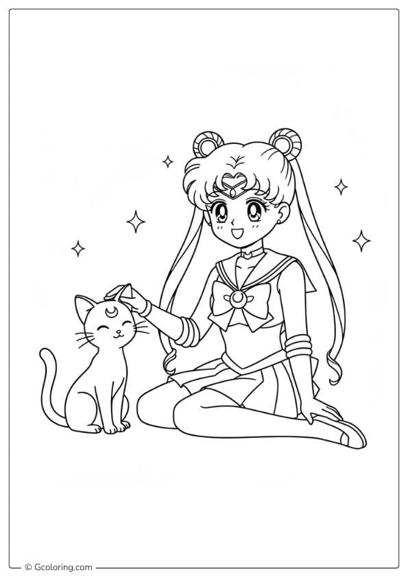 Sailor Moon Coloring Pages Luna Cat