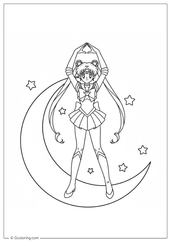Sailor Moon Coloring Pages Moon Pose