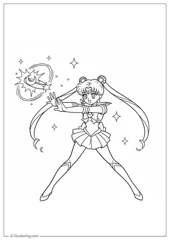 Sailor Moon Coloring Pages Moon Wand Attack