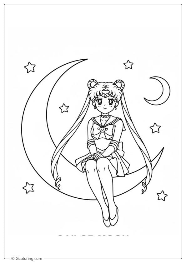 Sailor Moon Coloring Pages Sitting Style