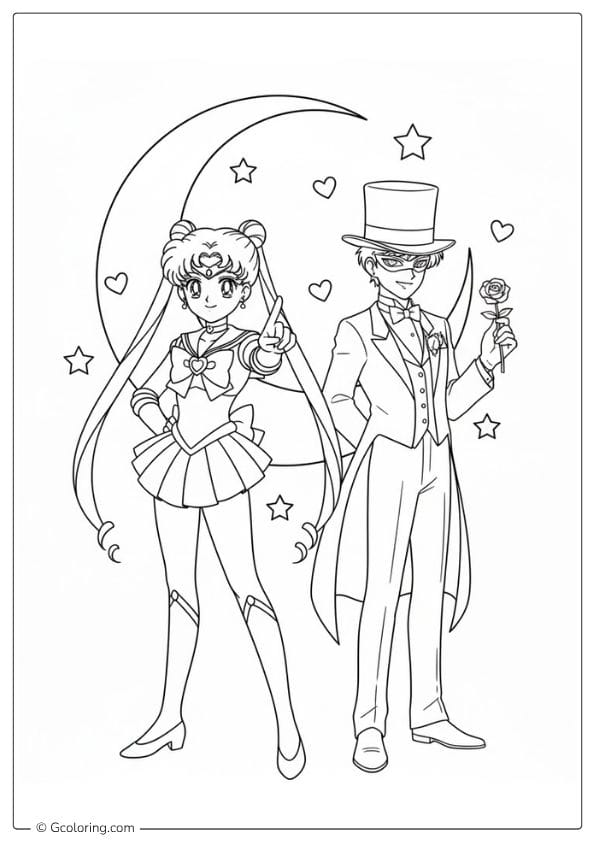 Sailor Moon Coloring Pages Tuxedo Mask