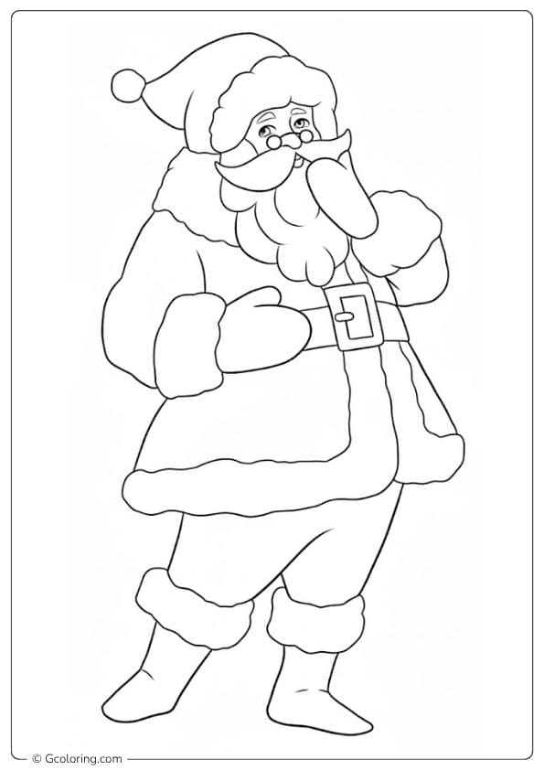 Santa Portrait Christmas Coloring Pages Simple Outline