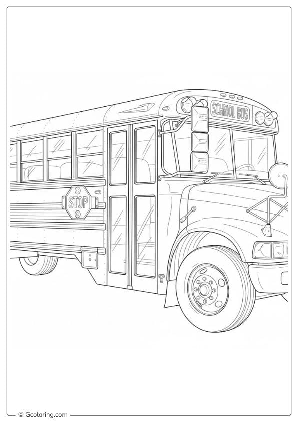 School Bus Coloring Pages – Close Up Bus Details