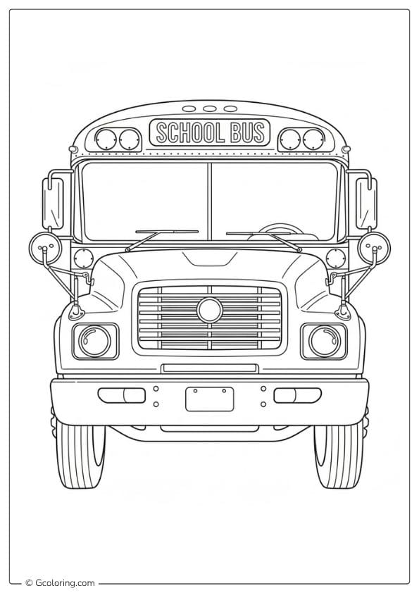 School Bus Coloring Pages – Detailed Front View