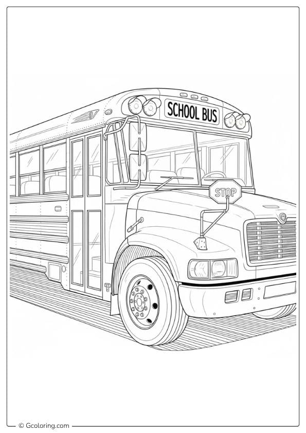 School Bus Coloring Pages – Detailed Side Components