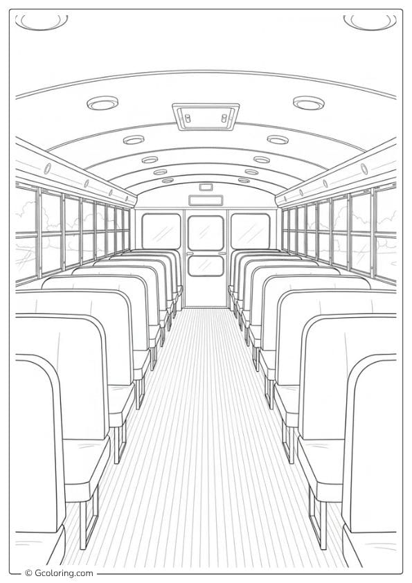 School Bus Coloring Pages – Empty Interior View