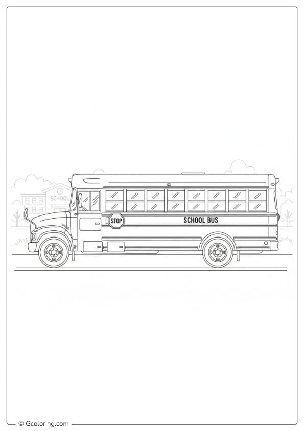 School Bus Coloring Pages – Realistic Side View