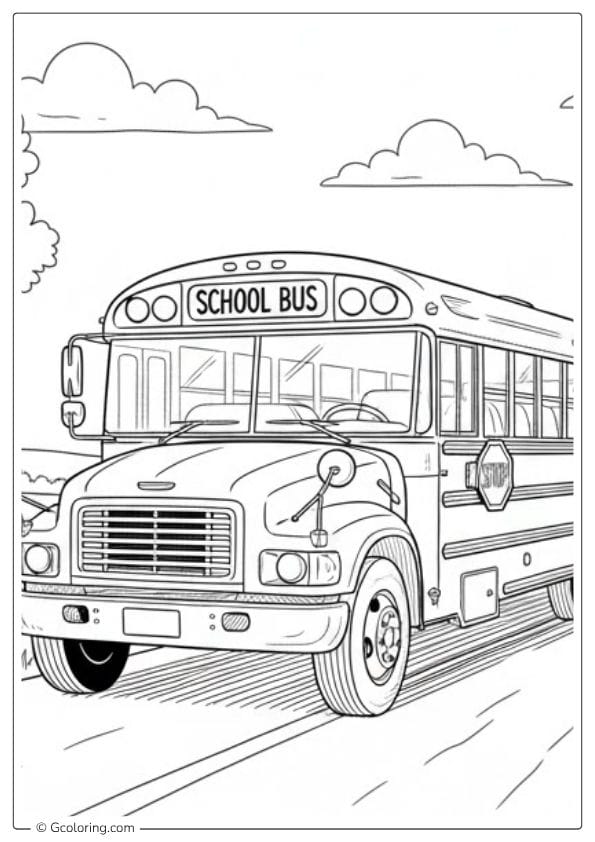 School Bus Coloring Pages – School Bus on Rural Road