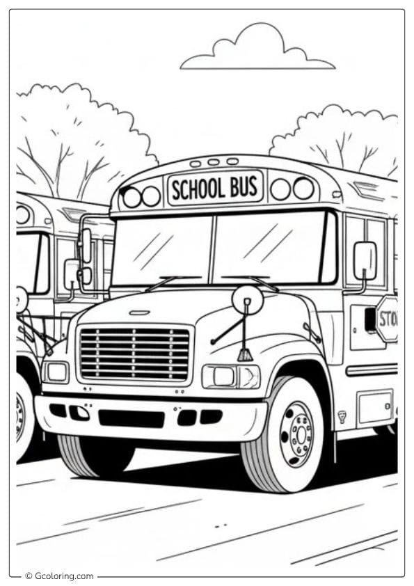 School Bus Coloring Pages – Two Buses in Line