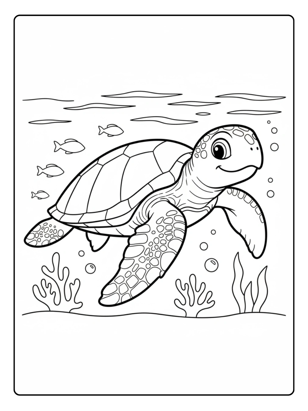 Sea Turtle Swimming Coloring Pages Animals