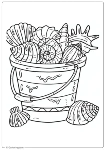 Seashell Coloring Pages come in a bucket.
