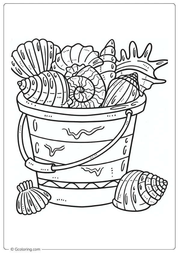 Seashell Coloring Pages come in a bucket.