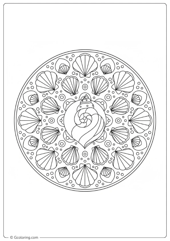 Seashell Coloring Page mandala