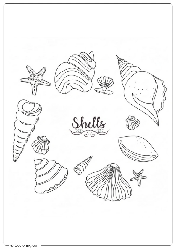 Seashell Coloring Page is beautiful