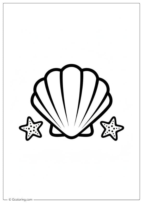 Seashell Coloring Pages Beach Line Art