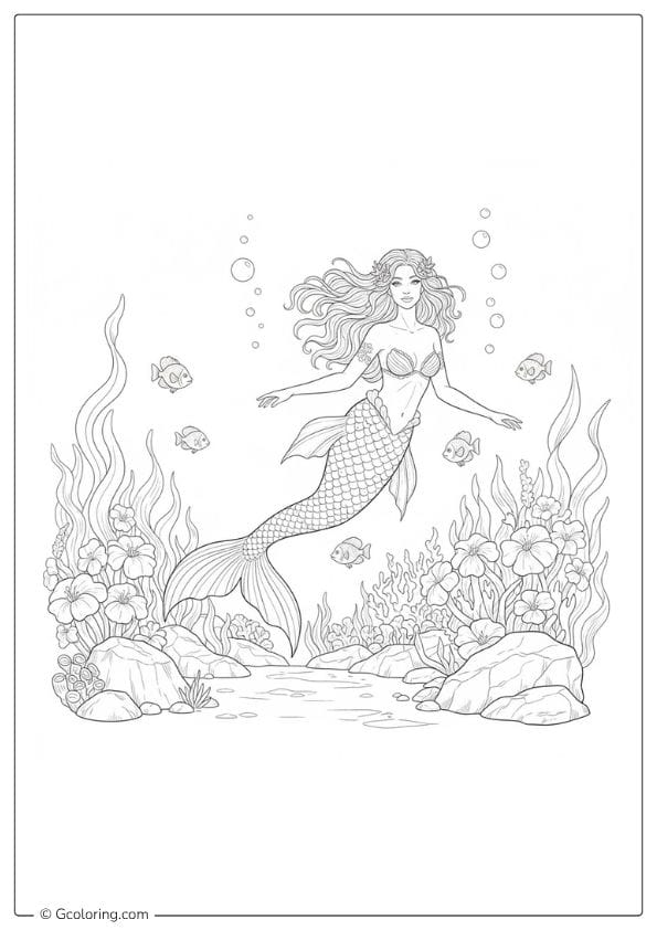 Serene Adult Mermaid Coloring Pages