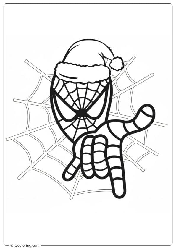 Simple Outline of Spiderman on Christmas Sleigh Black and White Spiderman Christmas Coloring Pages