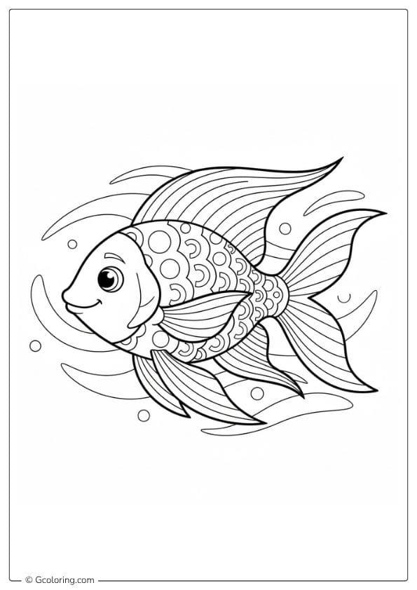 Simple Rainbow Fish Coloring Page Design