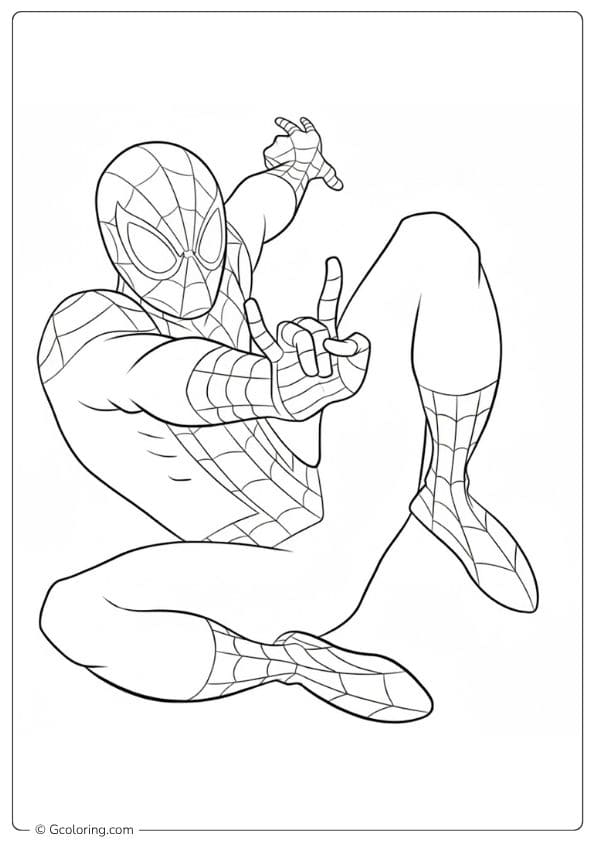 Simple Spider Man Outline for Superhero Coloring Pages