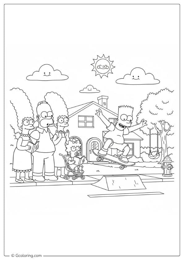 Skateboard Fun coloring pages the simpsons