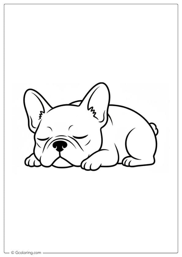 Sleepy French Bulldog Coloring Pages