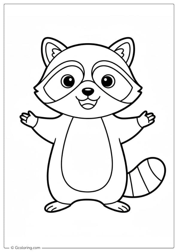 Smiling Raccoon Coloring Page