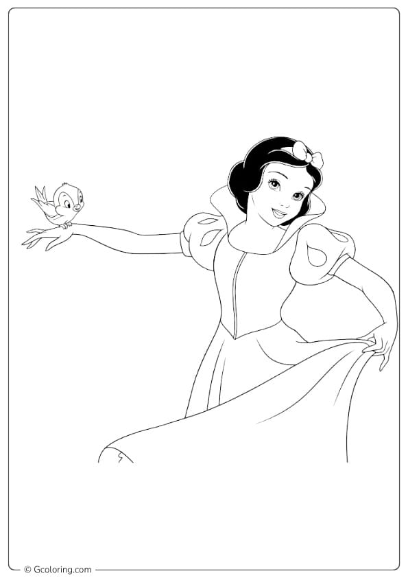 Snow White With Bluebird Outline snow white coloring pages