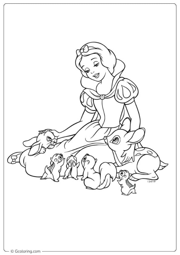 Snow White With Forest Animals snow white coloring pages