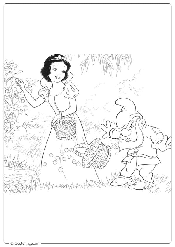 Snow White and Bashful Dwarf Outline snow white coloring pages
