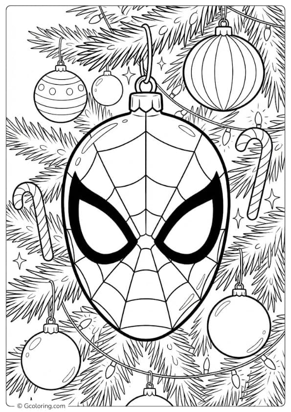 Spider Man’s Mask as a Christmas Ornament coloring pages