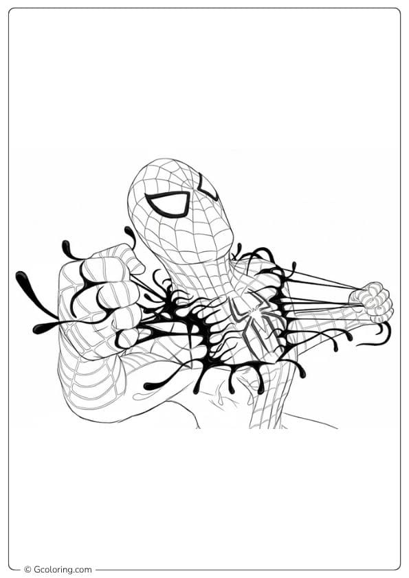 Spiderman Removing Venom Suit Coloring Pages Outline