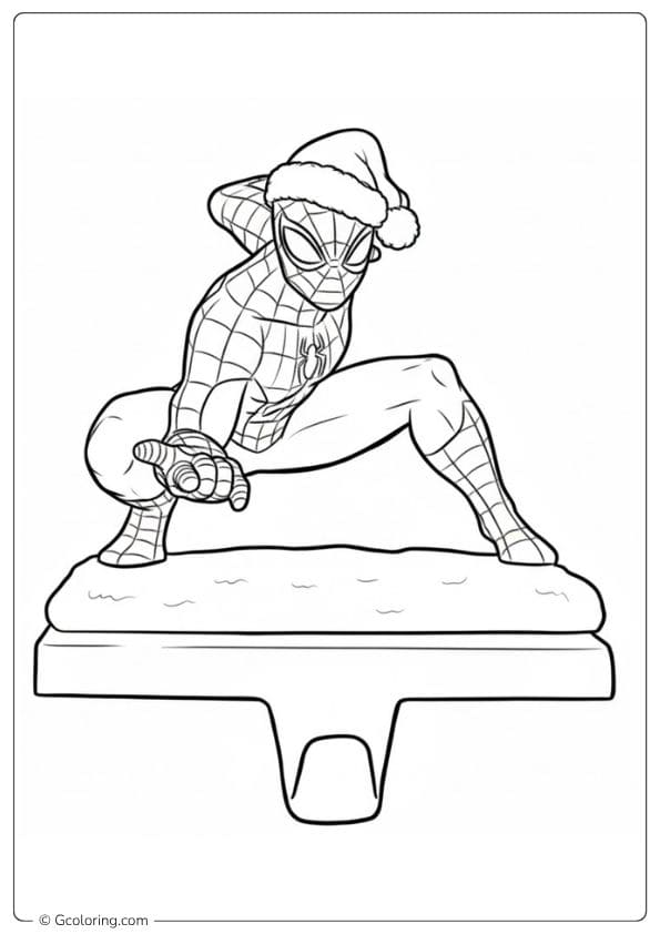 Spiderman Stocking Holder Christmas Coloring Pages Outline