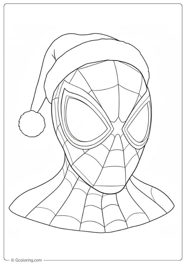 Spiderman and Venom with Christmas Hat Simple Outline for Spiderman Christmas Coloring Pages