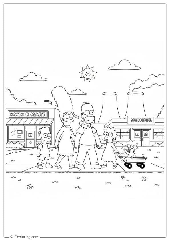 Springfield Stroll coloring pages the simpsons