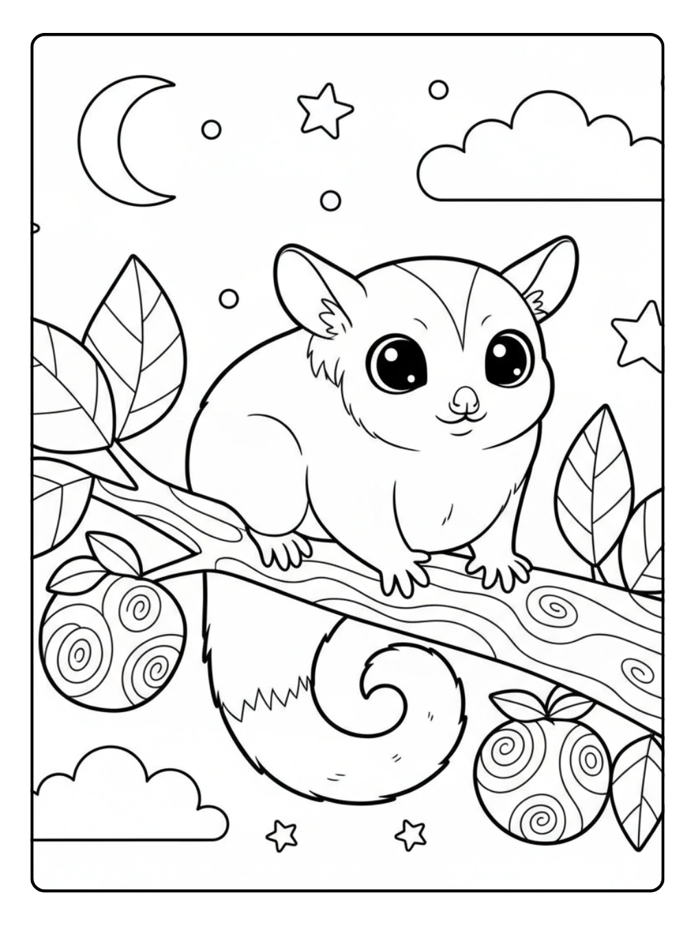 Sugar Glider Coloring Pages Animals