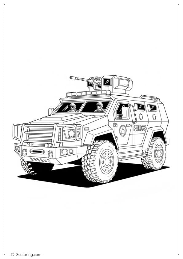 Tactical Police Car Coloring Page
