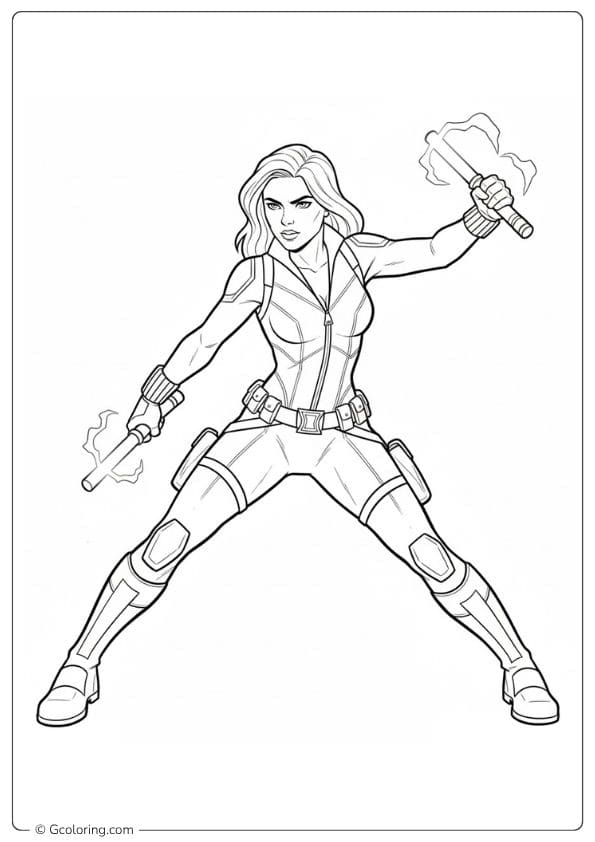 The Avenger Black Widow Coloring Pages Outline
