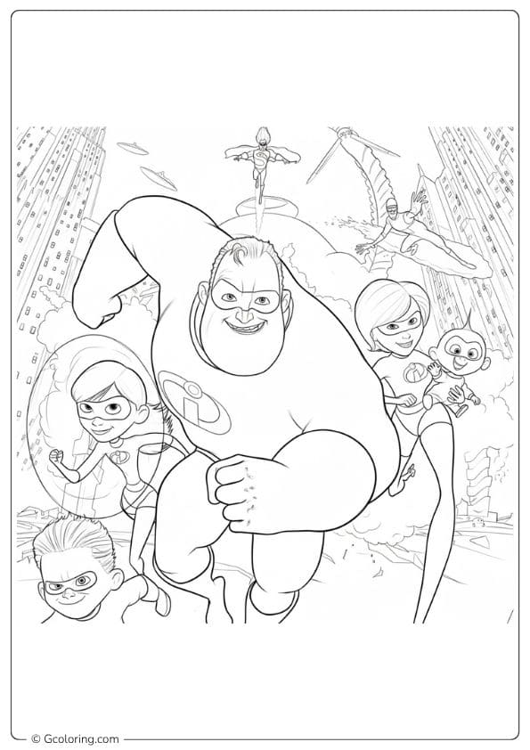 The Incredibles Epic Battle Scene Outline Coloring Pages