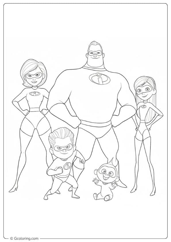 The Incredibles Family Pose Coloring Pages
