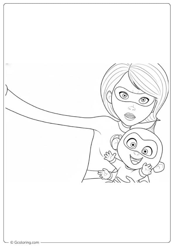 The Incredibles Family Running Pose Outline Coloring Pages