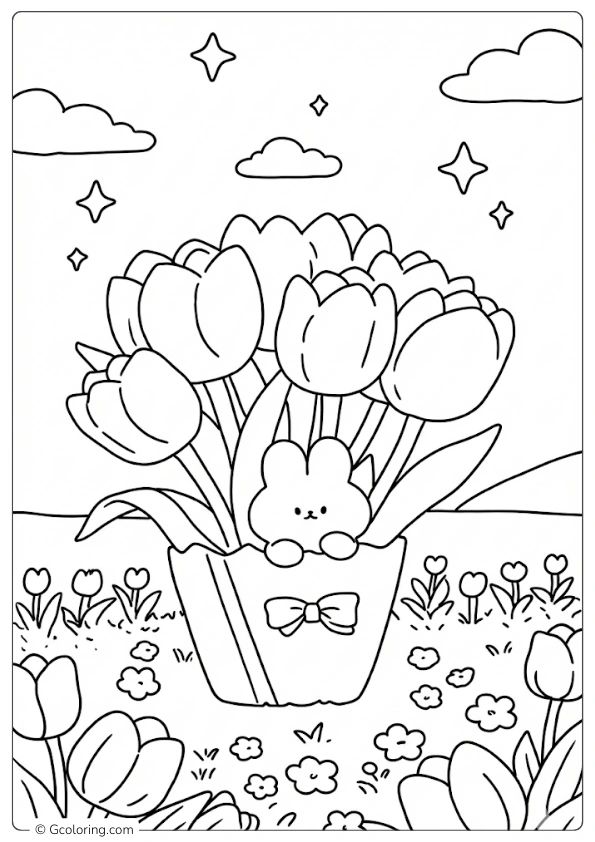 Tulip cute Coloring Pages