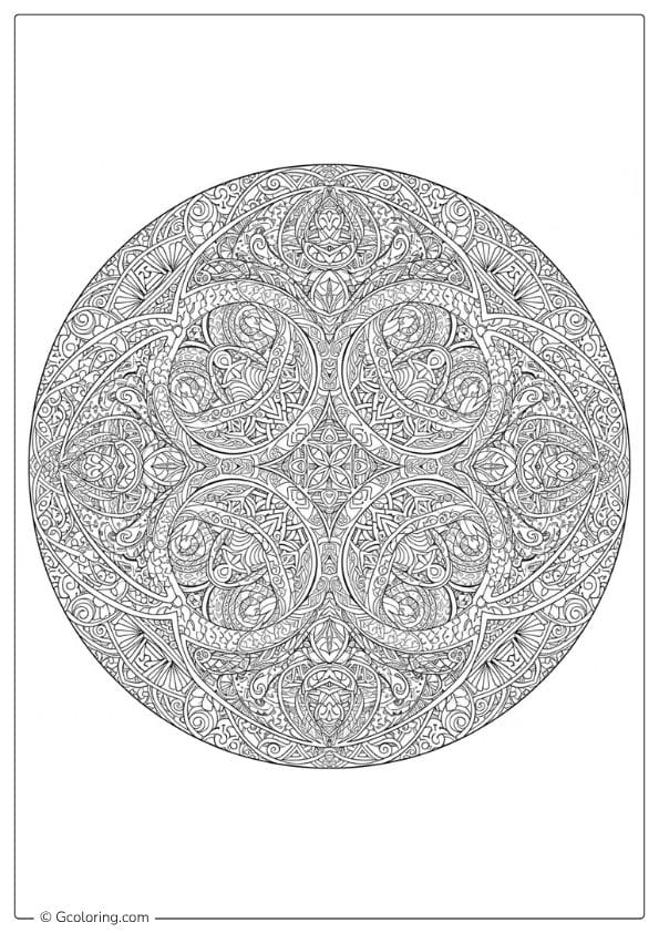 Twin Dragons Circle – dragon coloring pages for adults