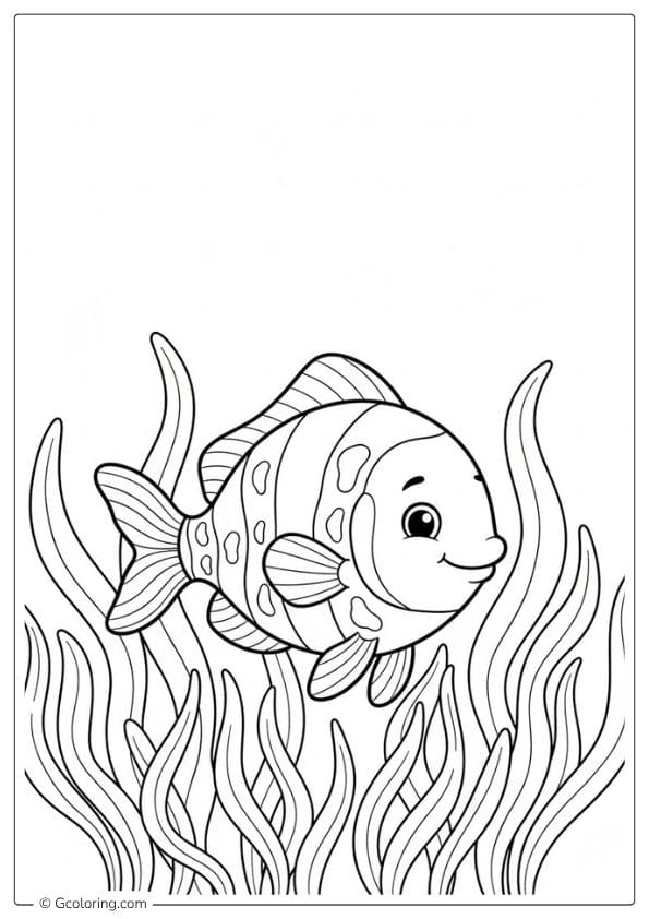 Underwater Rainbow Fish Coloring Page