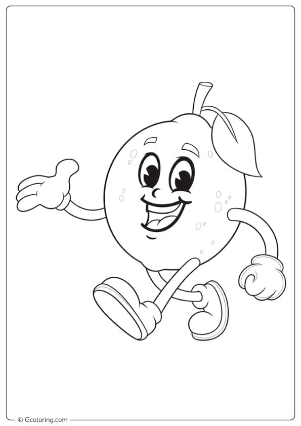 Walking Cheerful Lemon Outline lemon coloring page