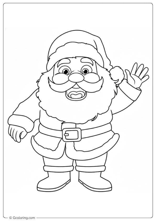 Waving Santa Claus Christmas Coloring Pages Simple Outline