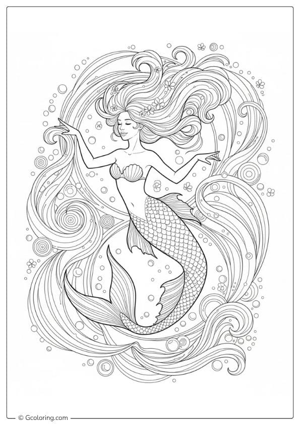 Whimsical Adult Mermaid Coloring Pages