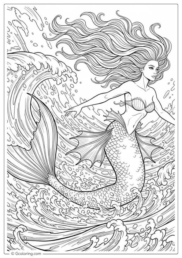 Wild Ocean Adult Mermaid Coloring Pages