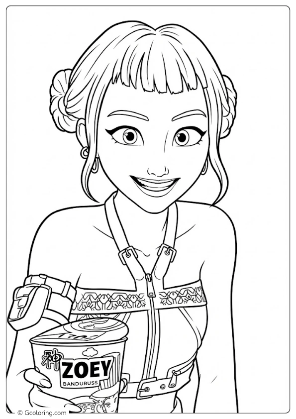 Zoey from KPOP Demon Hunters Coloring Pages