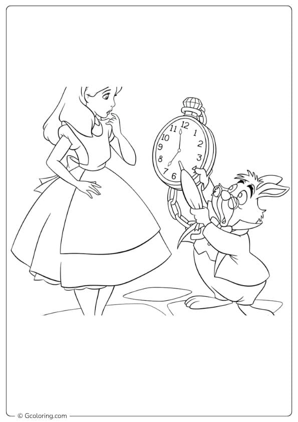 alice in wonderland coloring pages alice and the white rabbit